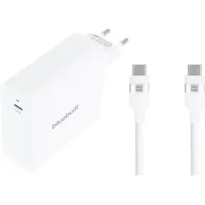 BlueBuilt Chargeur 140 W GaN USB-C Blanc + Câble USB-C 240 W 2 m Nylon Blanc  pas cher