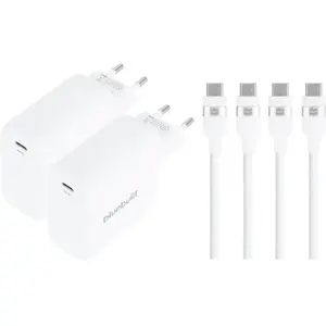 BlueBuilt Chargeur 100 W GaN USB-C Blanc + Câble USB-C 240 W 2 m Nylon Blanc Lot de 2  pas cher