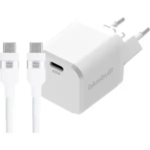 BlueBuilt Chargeur 65 W GaN USB-C Blanc + Câble USB-C 240 W 2 m Nylon ... pas cher