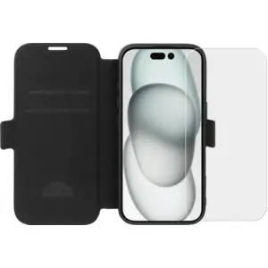 BlueBuilt Apple iPhone 16 Book Case Cuir Noir + Protège-écran Verre pas cher