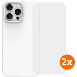 BlueBuilt Back Cover iPhone 16 Pro Max Blanc + Protège-écran Verre Lot de 2Vendu parcoolblue