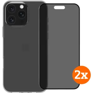 BlueBuilt Back Cover iPhone 16 Pro Max Transparent + Protège-écran avec Filtre de Confidentialité Lot de 2 pas cher