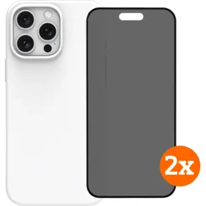 BlueBuilt Back Cover iPhone 16 Pro Max Blanc + Protège-écran avec Filtre de Confidentialité Verre Lot de 2 pas cher