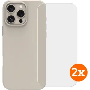 BlueBuilt Back Cover iPhone 16 Pro Max Beige + Protège-écran Verre Lot de 2 pas cher