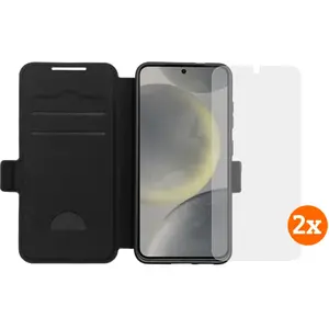 BlueBuilt Samsung Galaxy S25 Book Case Noir + Protège-écran Verre Lot de 2Vendu parcoolblue