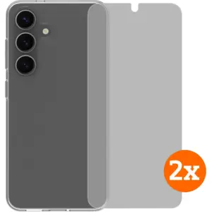 BlueBuilt Back Cover Samsung Galaxy S25 Transparent + Protège-écran Verre Lot de 2 pas cher