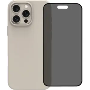 BlueBuilt Back Cover iPhone 16 Pro Max Beige + Protège-écran avec Filtre de Confidentialité Verre pas cher