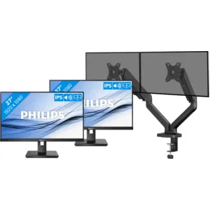 Philips 272B1G/00 Lot de 2 + BlueBuilt Bras d'Écran PC Vérin Mécanique... pas cher