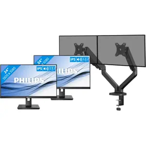 Philips 242B1G/00 Lot de 2 + BlueBuilt Bras d'Écran PC Vérin Mécanique... pas cher