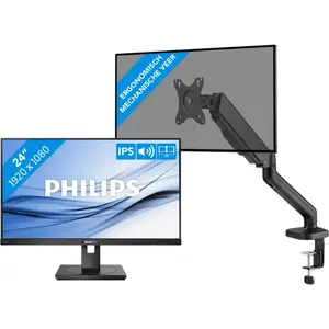 Philips 242B1G/00 + BlueBuilt Bras d'Écran PC Vérin Mécanique pour 1 É... pas cher