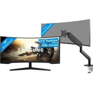Samsung Odyssey G5 LC34G55TWWPXEN Incurvé + BlueBuilt Bras d'Écran PC ... pas cher