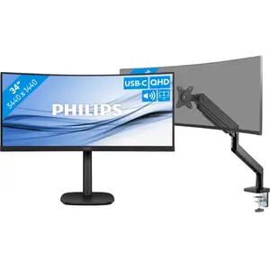 Philips  346E2CUAE/00 + BlueBuilt Bras d'Écran PC Vérin Mécanique pour...