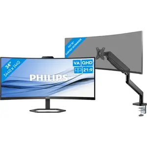 Philips 34E1C5600HE/00 + BlueBuilt Bras d'Écran PC Vérin Mécanique pou...