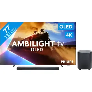 Philips Ambilight 77'' OLED760 4K (2025) + JBL Bar 800 M2 Noir pas cher