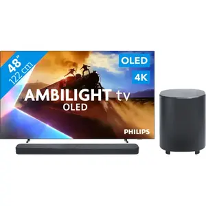 Philips Ambilight 48'' OLED760 4K (2025) + JBL Bar 500 M2 Noir pas cher