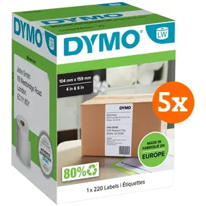 DYMO LabelWriter Très Grandes Étiquettes 104 x 159 mm Lot de 5 pas cher