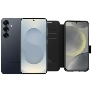 Samsung Galaxy S25 128 Go Argent 5G + BlueBuilt Book Case Noir pas cher