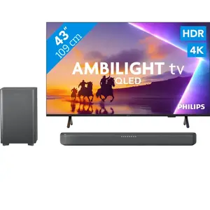 Philips Ambilight 43'' PUS8500 QLED 4K (2025) + Philips TAB5309 pas cher