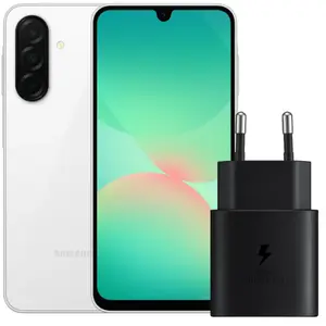 Samsung Galaxy A26 128 Go Blanc 5G + Samsung Chargeur 25 Watts Noir pas cher