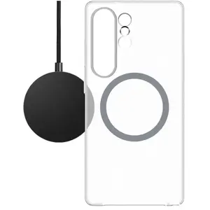 BlueBuilt Qi2 Chargeur Sans Fil 15 W Noir + S25 Ultra Back Cover avec Aimant Transparent pas cher
