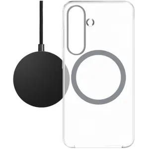 BlueBuilt Qi2 Chargeur Sans Fil 15 W Noir + Samsung S25 Back Cover avec Aimant Transparent pas cher