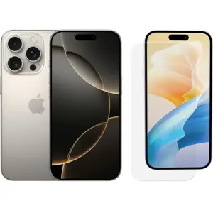 Apple iPhone 16 Pro 128 Go Titane Naturel + BlueBuilt Protège-écran Ve... pas cher