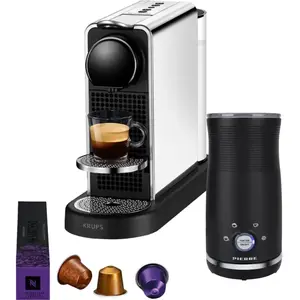 Krups Nespresso CitiZ Platinum XN610D RVS + Pierre Mousseur à Lait pas cher
