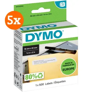 DYMO Étiquette Amovible 19 x 51 mm 500 Pièces Lot de 5 pas cher