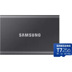 Samsung T7 Portable SSD 4 To Gris + Samsung MicroSDXC T7 256 Go 170 Mo... pas cher