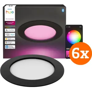 Philips Hue Spot Encastré Slim Lot de 6 - White and Color - 170 mm - Noir 
