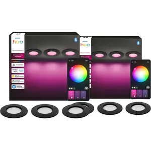 Philips Hue Spot Encastré Slim Lot de 6 - White and Color - 90 mm - Noir 
