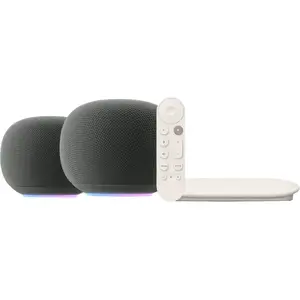 Google Home Speaker Gris Lot de 2 + Google TV Streamer 4K pas cher