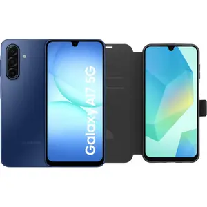 Samsung Galaxy A17 128 Go Bleu 5G + BlueBuilt Book Case Noir pas cher