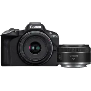 Canon EOS R50 + RF-S 18-45 mm f/4.5-6.3 IS STM + RF 50 mm f/1.8 STM pas cher