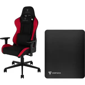 Vortech Essential Chaise Gamer Rouge + Vortech Tapis de Sol Noir pas cher