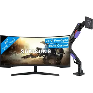 Samsung Odyssey G5 LC34G55TWWPXEN Incurvé + Vortech Bras d'Écran PC av... pas cher