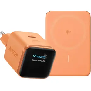 Anker Nano MagGo Batterie Externe Sans Fil 5000 mAh Orange + Anker Nano Chargeur 45 W Orange pas cher
