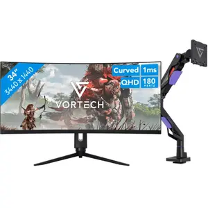Vortech Pro 34 Pouces Quad HD Incurvé + Vortech Bras d'Écran PC avec V... pas cher