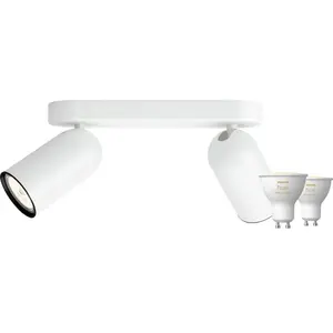 Philips Pongee Spot Monté en Surface - 2 Spots - Blanc + Philips Hue W... pas cher