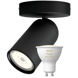 Philips Pongee Spot Monté en Surface - 1 Spot - Noir + Philips Hue Whi... pas cher