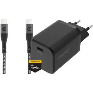 BlueBuilt Chargeur Power Delivery avec Port USB-C 65 W Noir + Câble USB-C vers USB-C 1,5 m pas cher