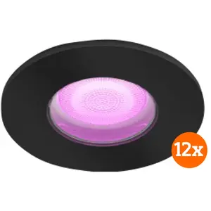 Philips Hue Xamento Spot Encastré pour Salles de Bain White and Color - Noir - Rond Lot de 12