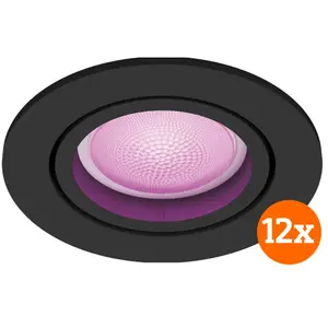Philips Hue Centura Spot Encastré White & Color - Rond - Noir - Lot de 12Vendu parcoolblue