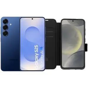 Samsung Galaxy S25 128 Go Bleu Foncé 5G + BlueBuilt Book Case Noir pas cher