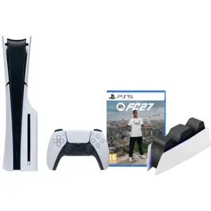 PlayStation 5 Slim Disc Edition + FC 27 + Station de Charge 