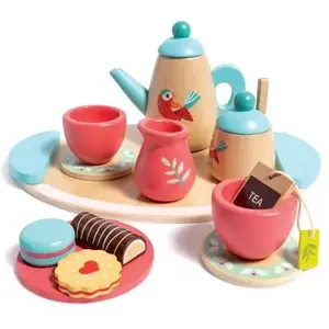 Hape Service à thé en bois pour enfants, accessoires de cuisine, jeu de rôle, à partir de 24 mois pas cher