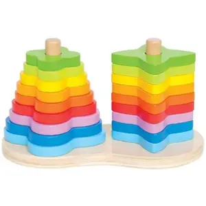Hape stacker Tower Double Rainbow 21 cm pas cher