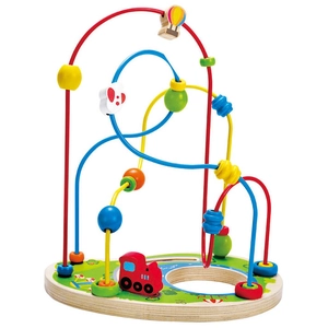Circuit de perles en bois Hape Pizzaz - Pour enfant de 12 mois - Bleu, rouge et jaune pas cher