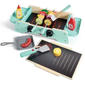 Hape Barbecue avec poêle en fonte, jeu de rôle pour enfants, avec son, à partir de 24 mois, bleu/rose pas cher