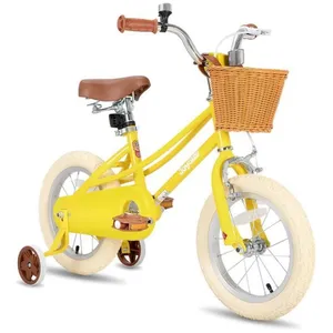HILAND Bicyclette pour enfants,16",pour les enfants de 4 à 6 ans,avec roue auxiliaire et frein à main,Jaune pas cher